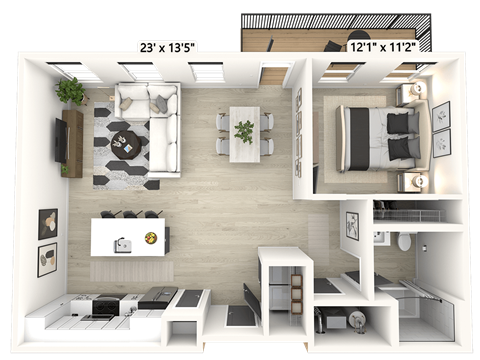 1 bed 1 bath A at Luxe 360 on Centerpointe Apartments, Midlothian, 23114